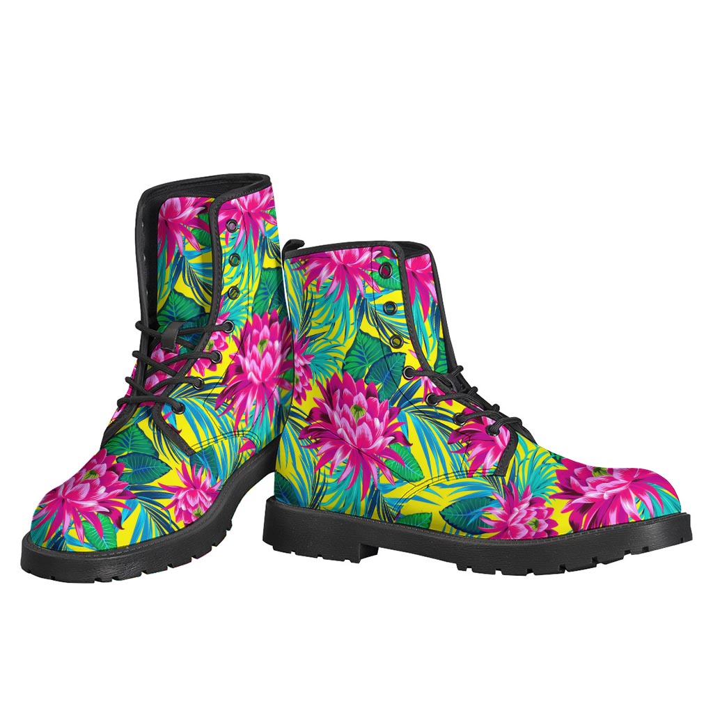 Tropical Lotus Pattern Print Backpack