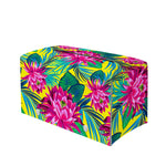 Tropical Lotus Pattern Print Leather Tissue Box Cover
