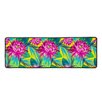 Tropical Lotus Pattern Print Long Kitchen Mat
