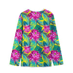 Tropical Lotus Pattern Print Long Sleeve Short Coat