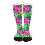 Tropical Lotus Pattern Print Long Socks