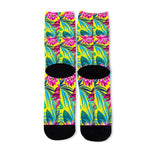 Tropical Lotus Pattern Print Long Socks