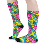 Tropical Lotus Pattern Print Long Socks