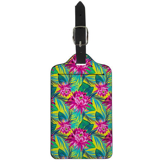 Tropical Lotus Pattern Print Luggage Tag
