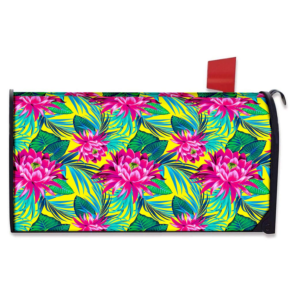 Tropical Lotus Pattern Print Mailbox Cover