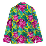 Tropical Lotus Pattern Print Men's Blazer