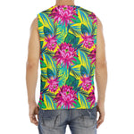 Tropical Lotus Pattern Print Men's Fitness Tank Top