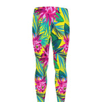 Tropical Lotus Pattern Print Men's leggings