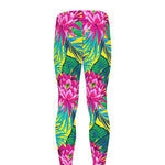 Tropical Lotus Pattern Print Men's leggings