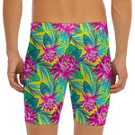 Tropical Lotus Pattern Print Men's Long Boxer Briefs