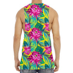 Tropical Lotus Pattern Print Men's Muscle Tank Top
