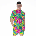 Tropical Lotus Pattern Print Men's Romper