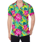 Tropical Lotus Pattern Print Men's Shirt