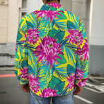 Tropical Lotus Pattern Print Men's Shirt Jacket