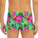 Tropical Lotus Pattern Print Men's Short Boxer Briefs