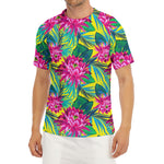 Tropical Lotus Pattern Print Men's Short Sleeve Rash Guard