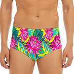 Tropical Lotus Pattern Print Men's Triangle Swim Briefs