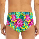 Tropical Lotus Pattern Print Men's Triangle Swim Briefs