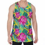 Tropical Lotus Pattern Print Men's Velvet Tank Top