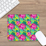 Tropical Lotus Pattern Print Mouse Pad