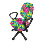 Tropical Lotus Pattern Print Office Chair Cover