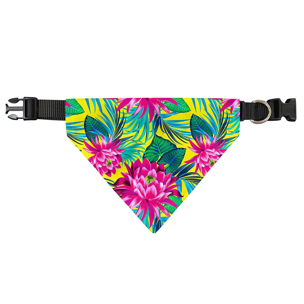Tropical Lotus Pattern Print Over The Collar Dog Bandana