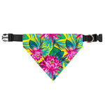 Tropical Lotus Pattern Print Over The Collar Dog Bandana