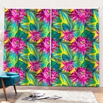 Tropical Lotus Pattern Print Pencil Pleat Curtains