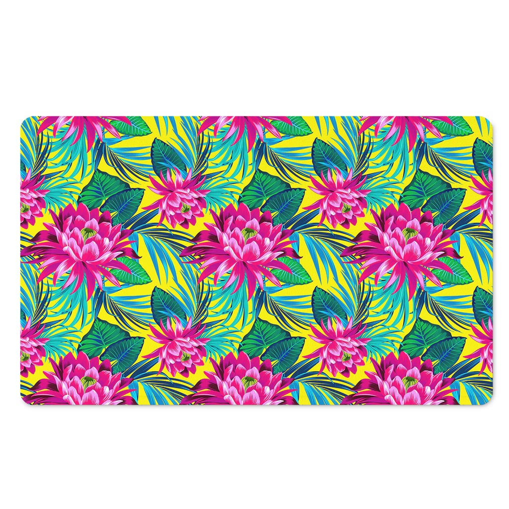 Tropical Lotus Pattern Print Polyester Doormat