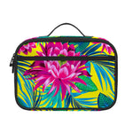Tropical Lotus Pattern Print Portable Lunch Bag
