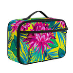 Tropical Lotus Pattern Print Portable Lunch Bag