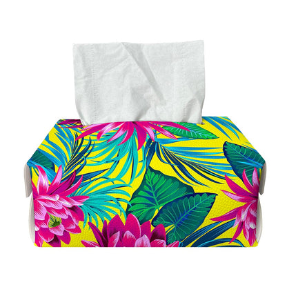 Tropical Lotus Pattern Print Rectangle Tissue Box Cover
