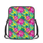 Tropical Lotus Pattern Print Rectangular Crossbody Bag