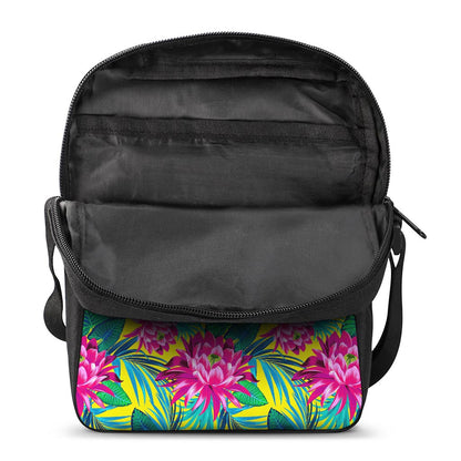 Tropical Lotus Pattern Print Rectangular Crossbody Bag