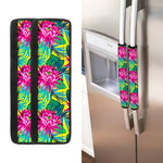 Tropical Lotus Pattern Print Refrigerator Handle Covers