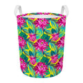 Tropical Lotus Pattern Print Round Laundry Basket