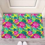 Tropical Lotus Pattern Print Rubber Doormat