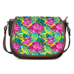 Tropical Lotus Pattern Print Saddle Bag