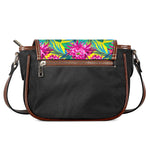 Tropical Lotus Pattern Print Saddle Bag