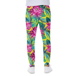 Tropical Lotus Pattern Print Scuba Joggers