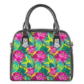 Tropical Lotus Pattern Print Shoulder Handbag