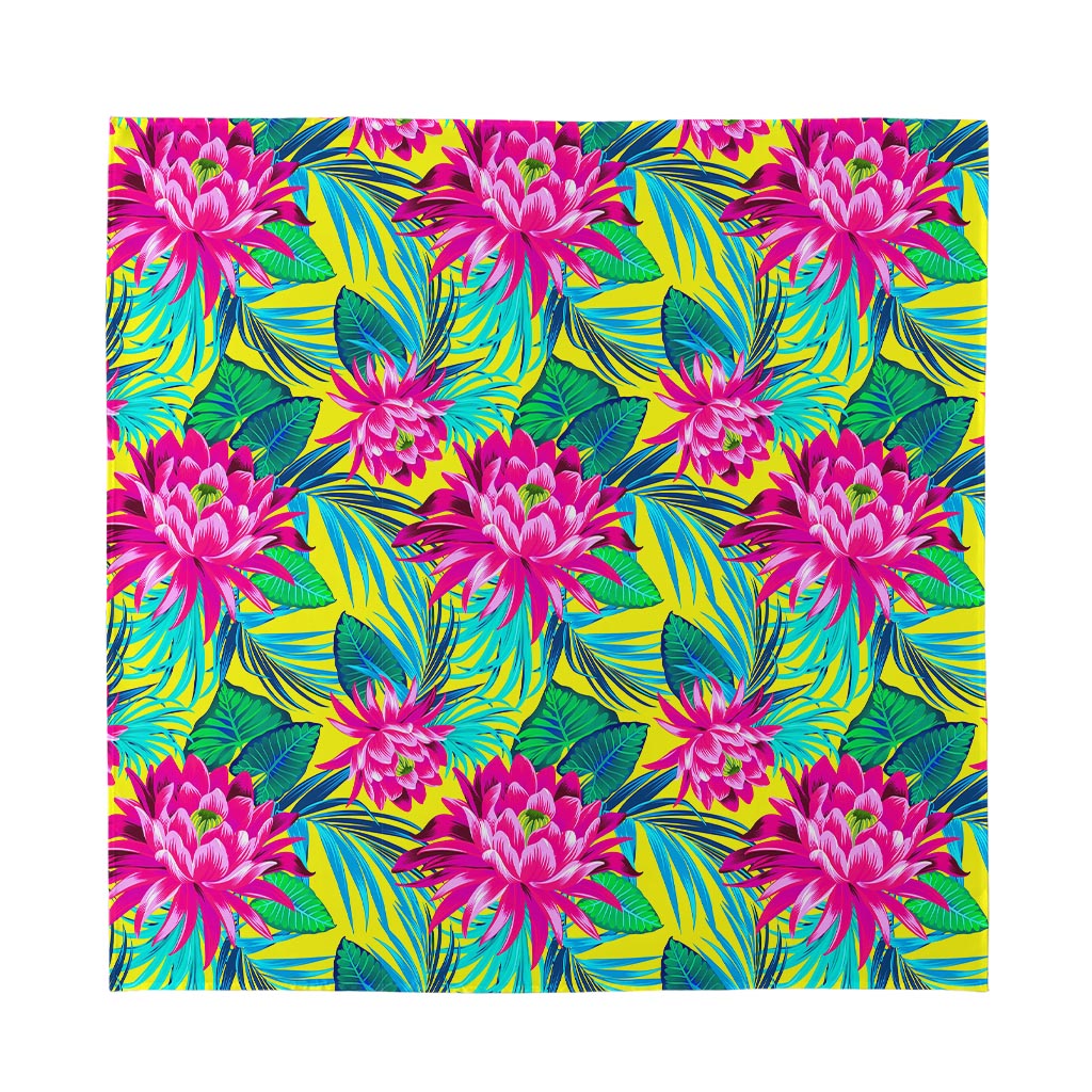 Tropical Lotus Pattern Print Silk Bandana