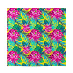Tropical Lotus Pattern Print Silk Bandana
