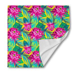 Tropical Lotus Pattern Print Silk Bandana
