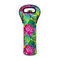 Tropical Lotus Pattern Print Single Neoprene Wine Tote