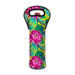 Tropical Lotus Pattern Print Single Neoprene Wine Tote