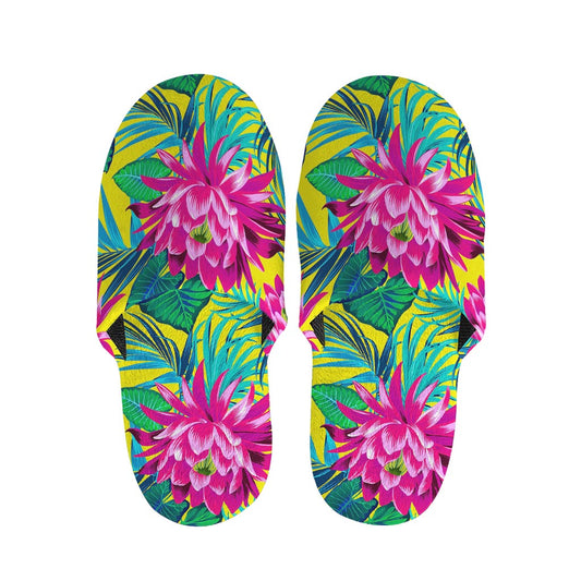 Tropical Lotus Pattern Print Slippers