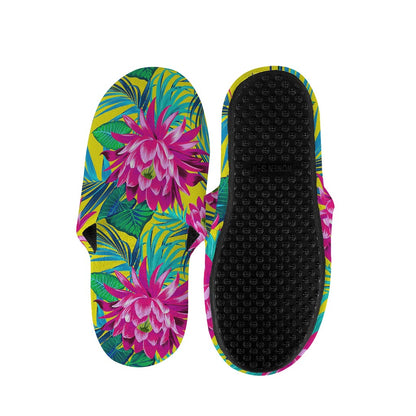 Tropical Lotus Pattern Print Slippers