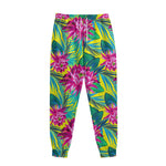 Tropical Lotus Pattern Print Sweatpants