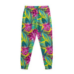 Tropical Lotus Pattern Print Sweatpants